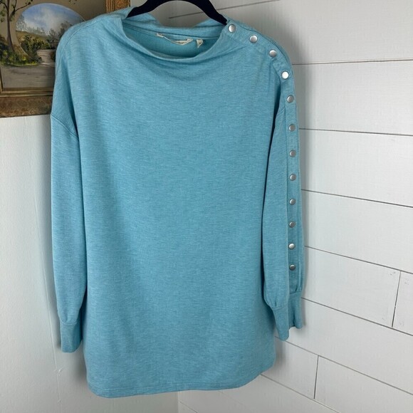 Soft Surroundings Arley Tunic Pullover Snap Shoulder Blue Size Medium - Picture 2 of 7